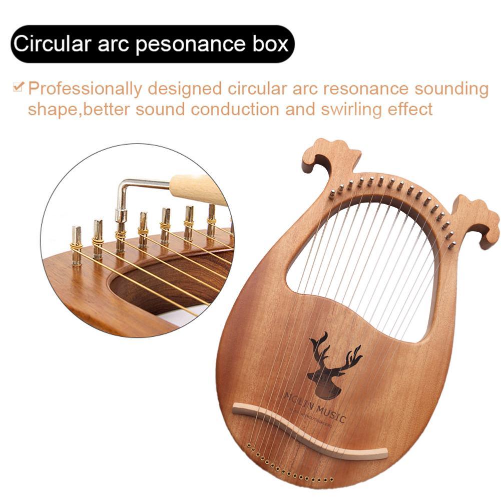 16-note Lyre Harp Set Hard Mahogany Hard Portable With Tuning Wrench Black Storage Bag Harp Set For Professionals Perfect Gift - AKLOT
