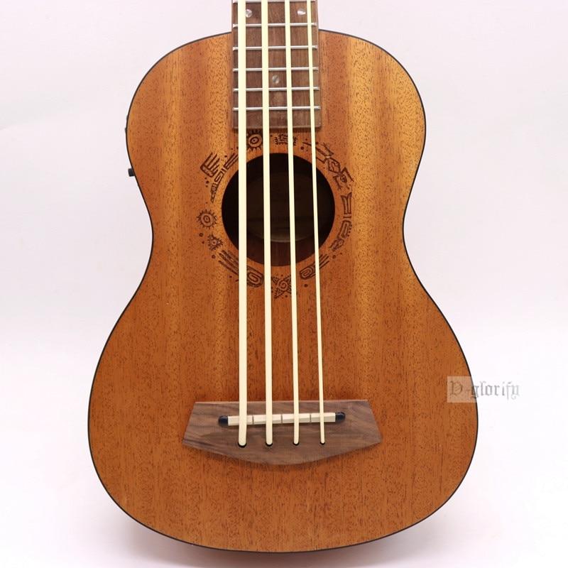 30 inch electric ukulele bass guitar full okoume wood guitar body natural color 4 string mini uk bass guitar children gift - AKLOT