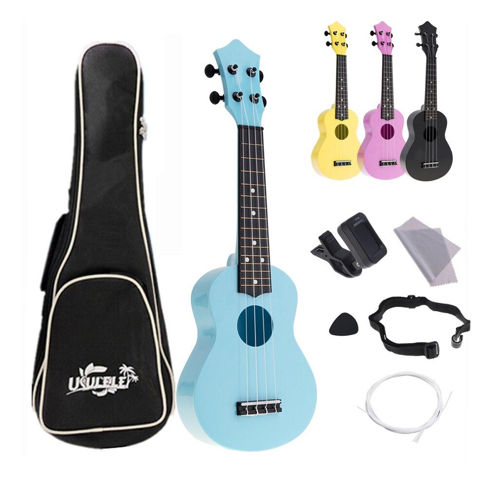 4 Strings 21 Inch Soprano Acoustic Ukulele Colorful Uke Hawaii Guitar Guitarra Musica Instrument for Kids and Music Beginner - AKLOT
