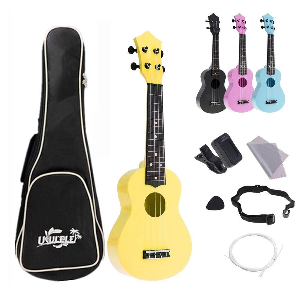 4 Strings 21 Inch Soprano Acoustic Ukulele Colorful Uke Hawaii Guitar Guitarra Musica Instrument for Kids and Music Beginner - AKLOT
