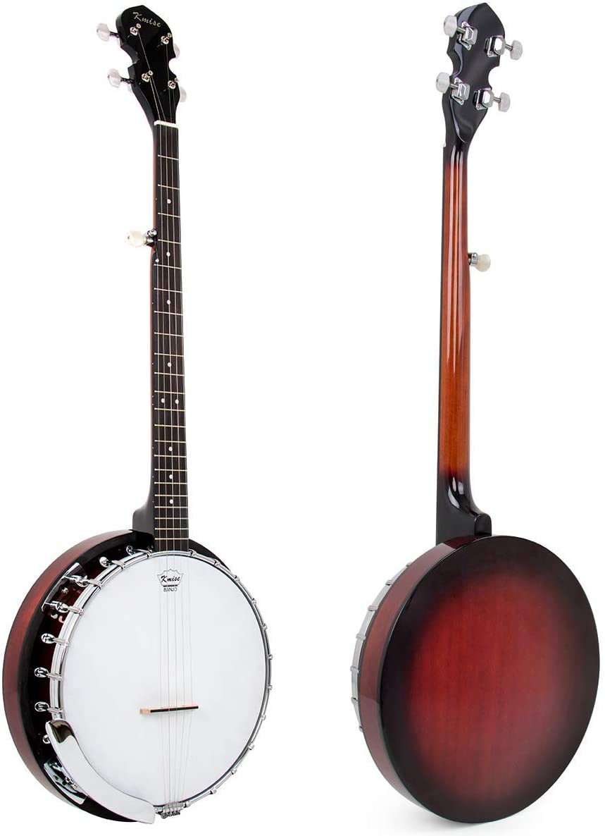 Kmise 5 String Resonator Banjo Professional Sapele Back Banjos Starter Kit With Bag Tuner Strap Strings Pickup Picks Ruler Wrench Bridge - AKLOT