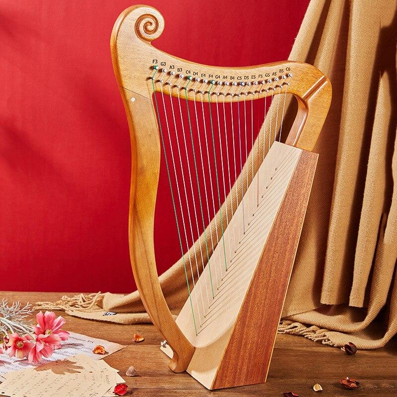 Mini Harp Toy Miniature Music Instrument Veneer Wood 19 String Mahogany Lyre Harp Nylon Instrumentos Musicais Room Decor AH50SQ - AKLOT