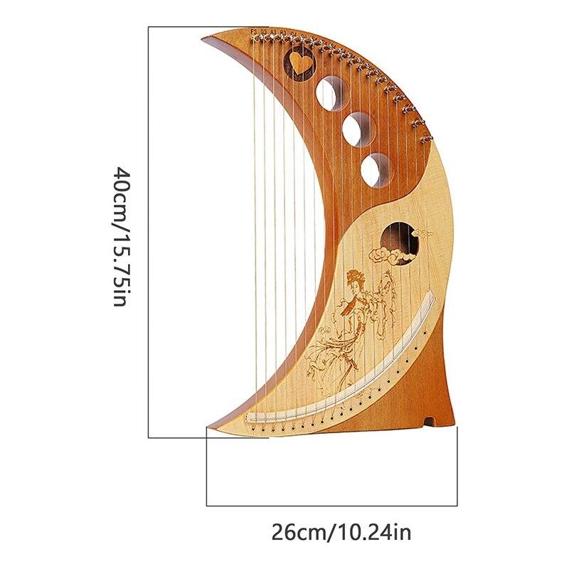Quality 19 String Lyre Harp,Lyakin,Wooden Lyre Harp,Wood the Moon Harps with Tuning Key,for Beginners,Music Lovers,Kids,Etc - AKLOT